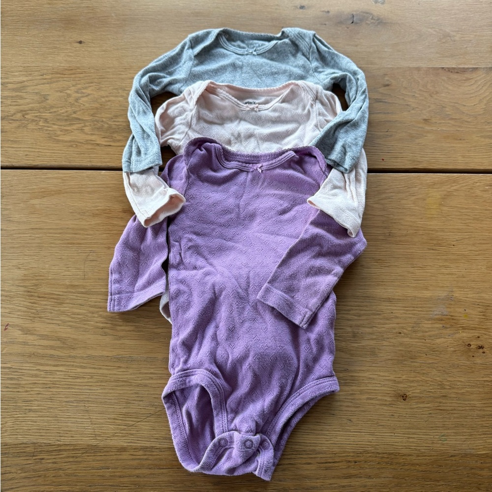 Carter's Gray and Pink Bodysuits Soft Cotton One Piece Onesie Set